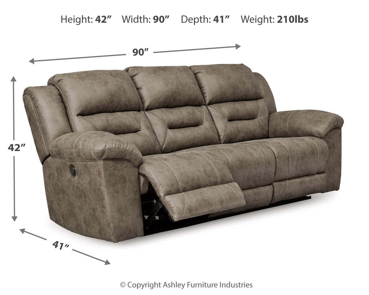 Ashley Stoneland Fossil Reclining Sofa – Luna Furniture