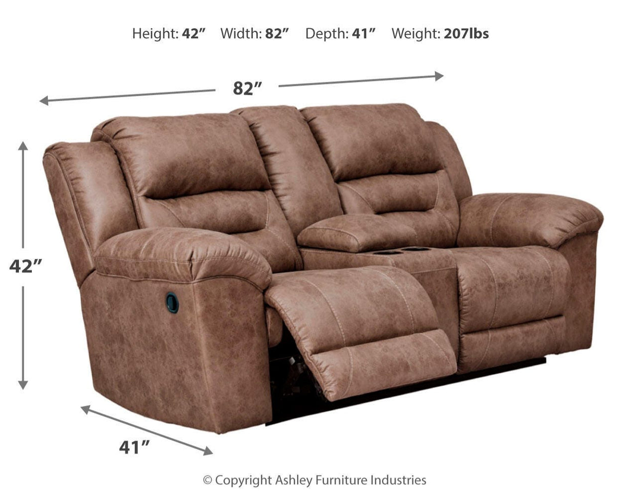 Stoneland Fossil Reclining Loveseat and Power Recliner from Ashley Furniture - Luna Furniture