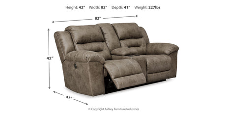 Stoneland Fossil Power Reclining Loveseat with Console from Ashley Furniture - Luna Furniture
