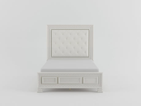 Theodora Pearl White Queen Panel Bed from Homelegance - Luna Furniture