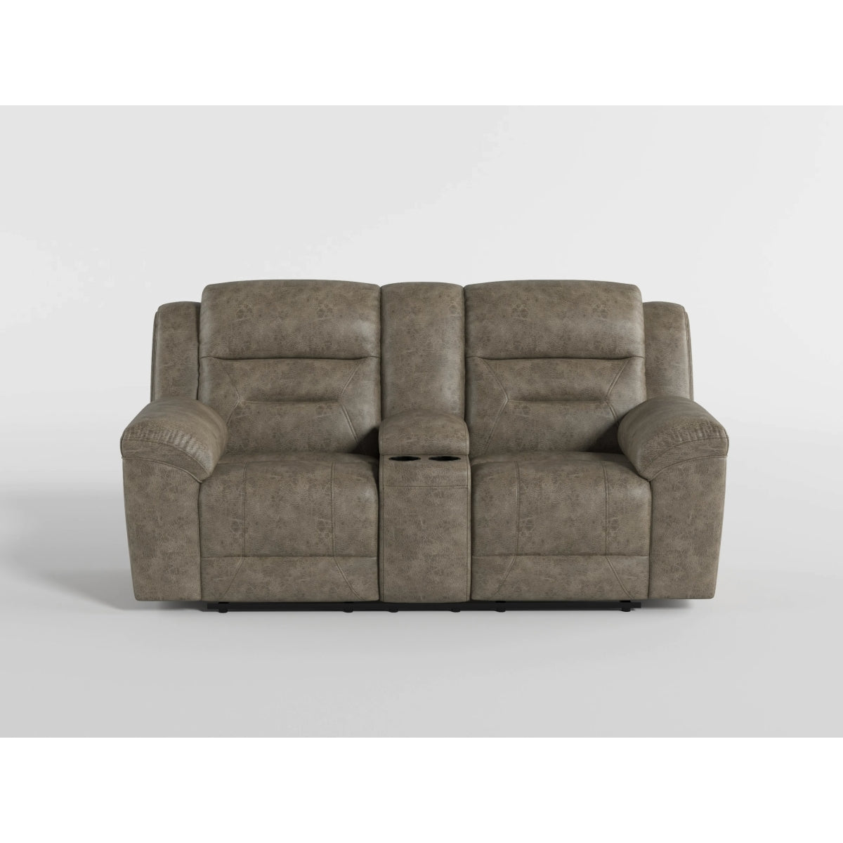 Hazen Brown Microfiber Double Reclining Loveseat with Center Console from Homelegance - Luna Furniture