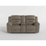 Hazen Brown Microfiber Double Reclining Loveseat with Center Console from Homelegance - Luna Furniture
