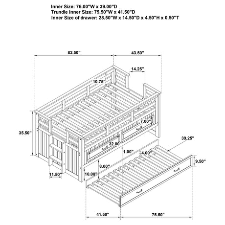 Carlsbad Navy Blue Wood Twin Captains Bed With Trundle from Coaster - Luna Furniture