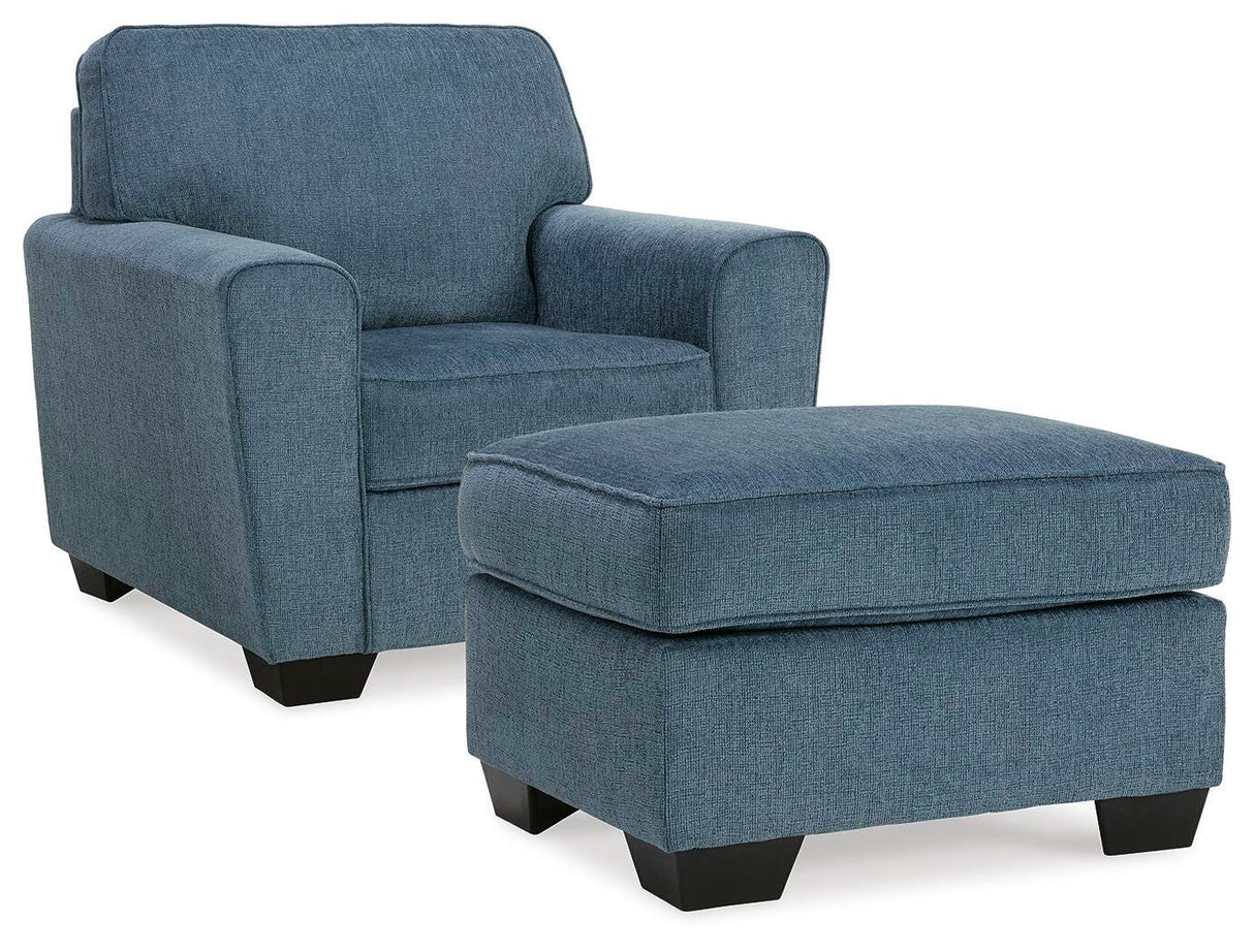 Cashton Blue Chair and Ottoman from Ashley Furniture - Luna Furniture