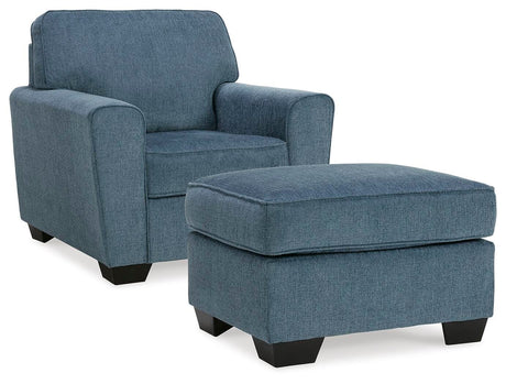 Cashton Blue Chair and Ottoman from Ashley Furniture - Luna Furniture