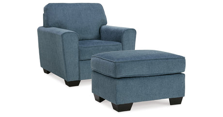 Cashton Chair and Ottoman in Blue from Ashley - Luna Furniture