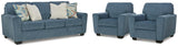 Cashton Blue Sofa and 2 Chairs from Ashley - Luna Furniture