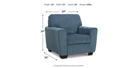 Cashton Sofa, Loveseat, Chair and Ottoman in Blue from Ashley - Luna Furniture
