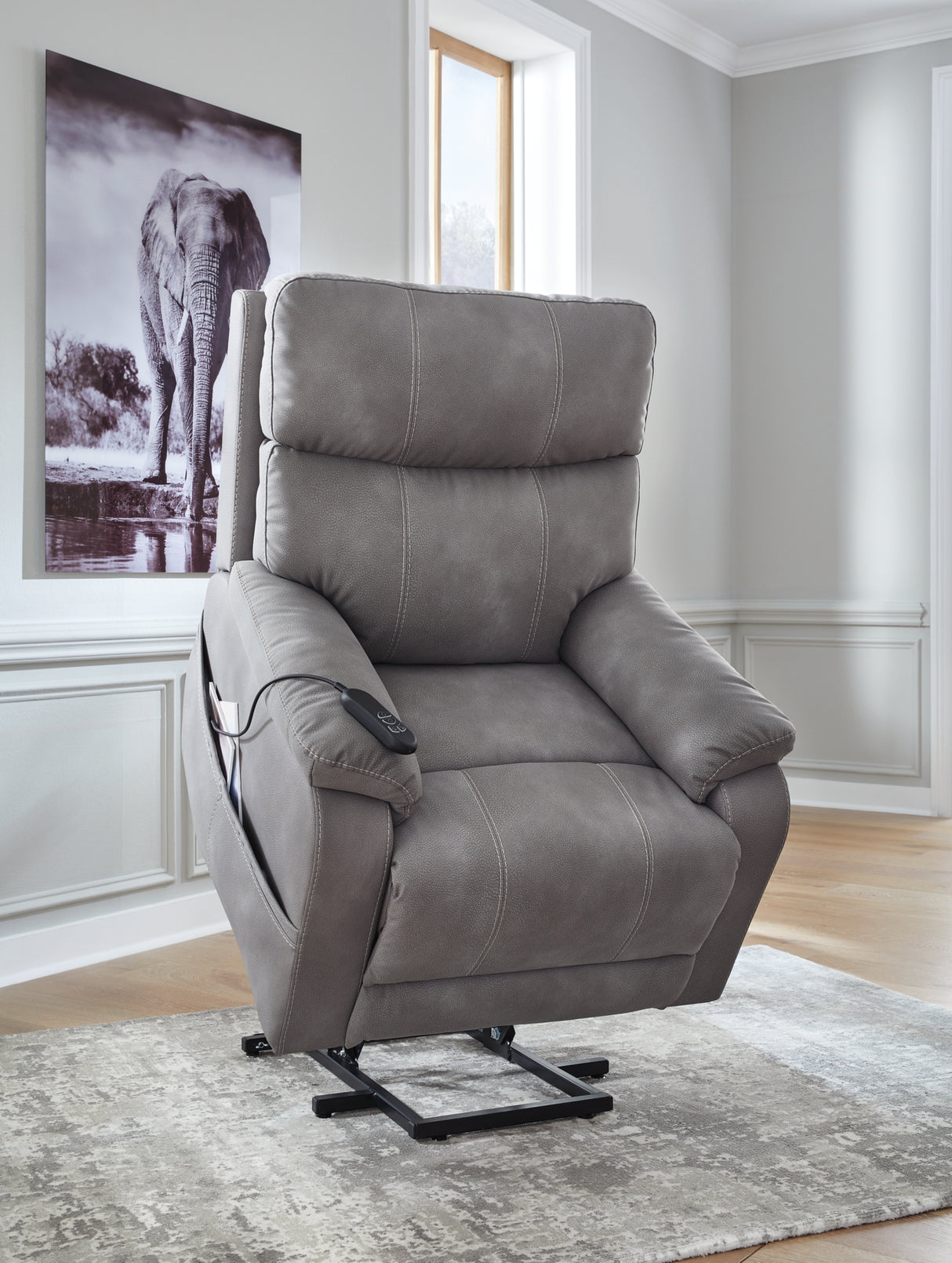 Next-Gen Durapella Slate Power Lift Recliner from Ashley Furniture - Luna Furniture