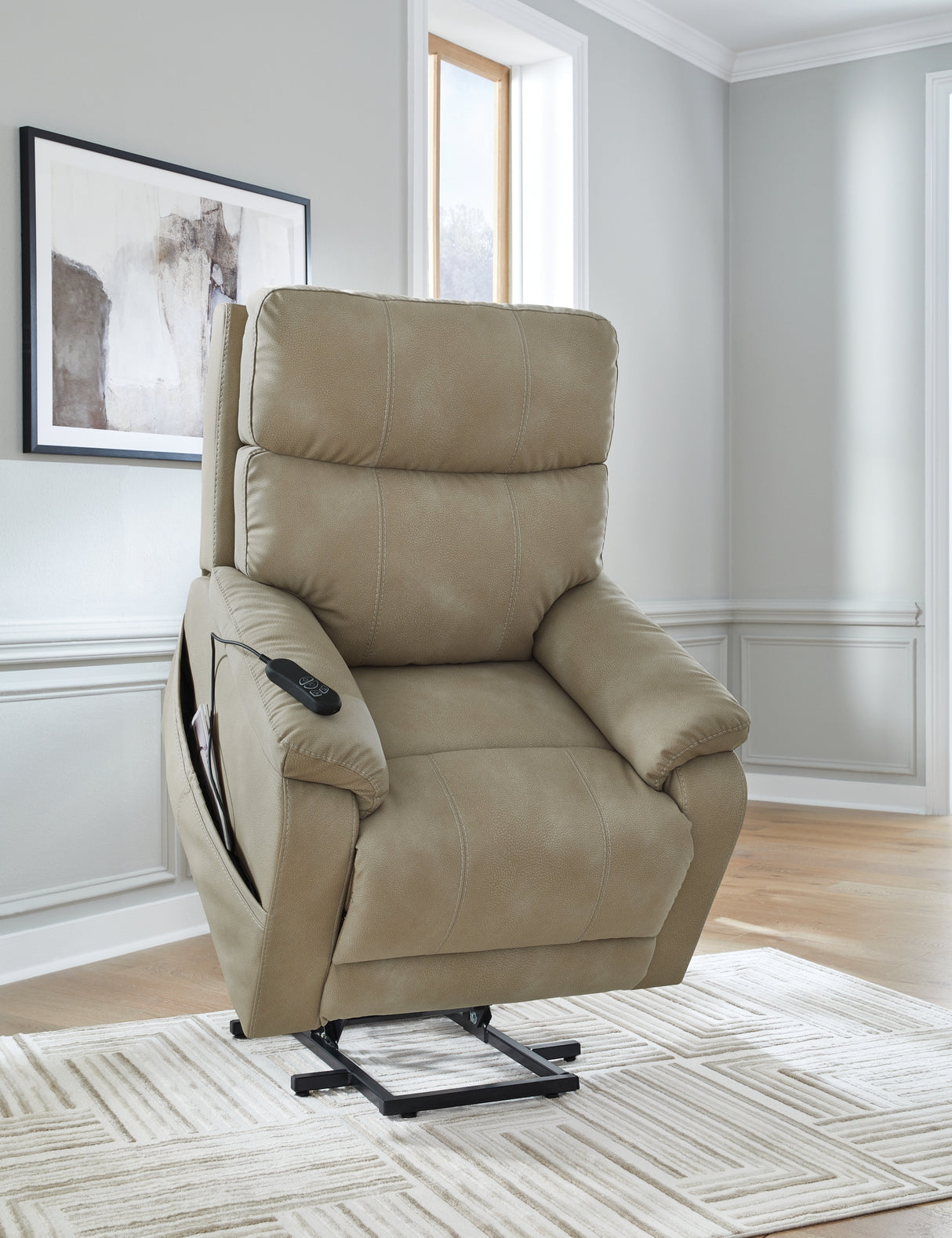 Next-Gen Durapella Sand Power Lift Recliner from Ashley Furniture - Luna Furniture