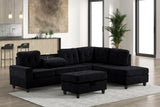 Sion Black Reversible Sectional with Storage Ottoman from Happy Homes - Luna Furniture
