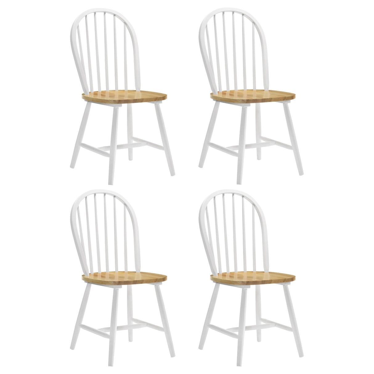 Cinder Natural Brown and White Windsor Side Chairs, Set of 4 from Coaster - Luna Furniture