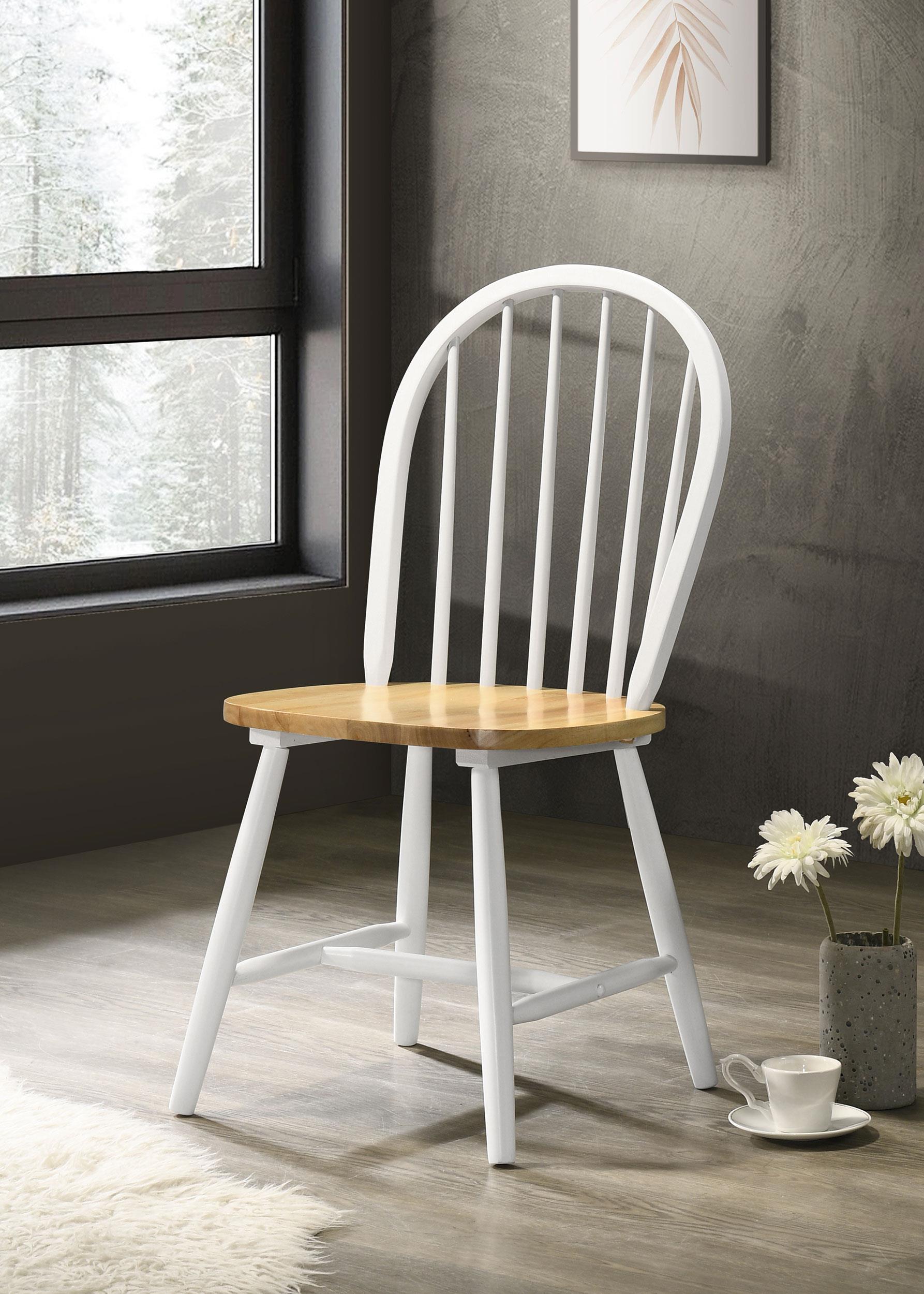 Coaster Cinder Windsor Side Chairs Natural Brown and White (Set of