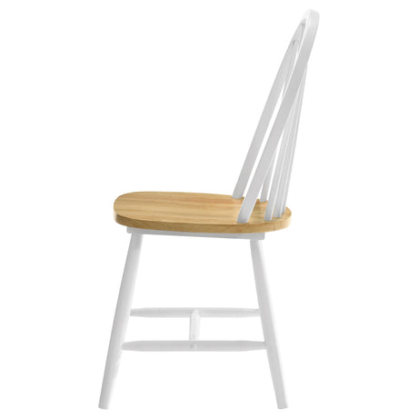 Cinder Natural Brown and White Windsor Side Chairs, Set of 4 from Coaster - Luna Furniture