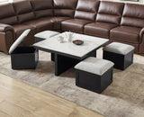Marta Light Gray Coffee Table with 4 Storage Ottomans from Crown Mark - Luna Furniture