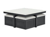 Marta Light Gray Coffee Table with 4 Storage Ottomans from Crown Mark - Luna Furniture
