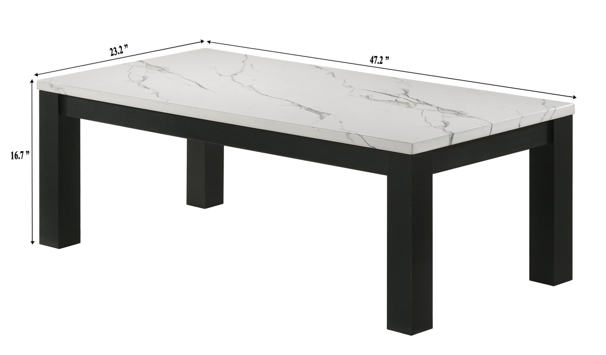 Ivy White Faux Marble 3-Piece Cocktail Set from Crown Mark - Luna Furniture