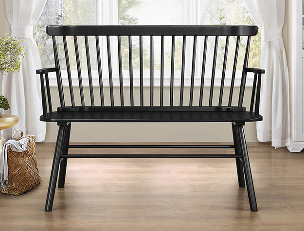 Crown Mark Jerimiah Spindleback Black Bench - Luna Furniture
