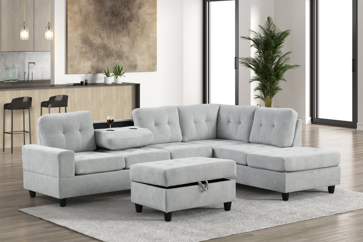 Sion Gray Reversible Sectional with Storage Ottoman from Happy Homes - Luna Furniture