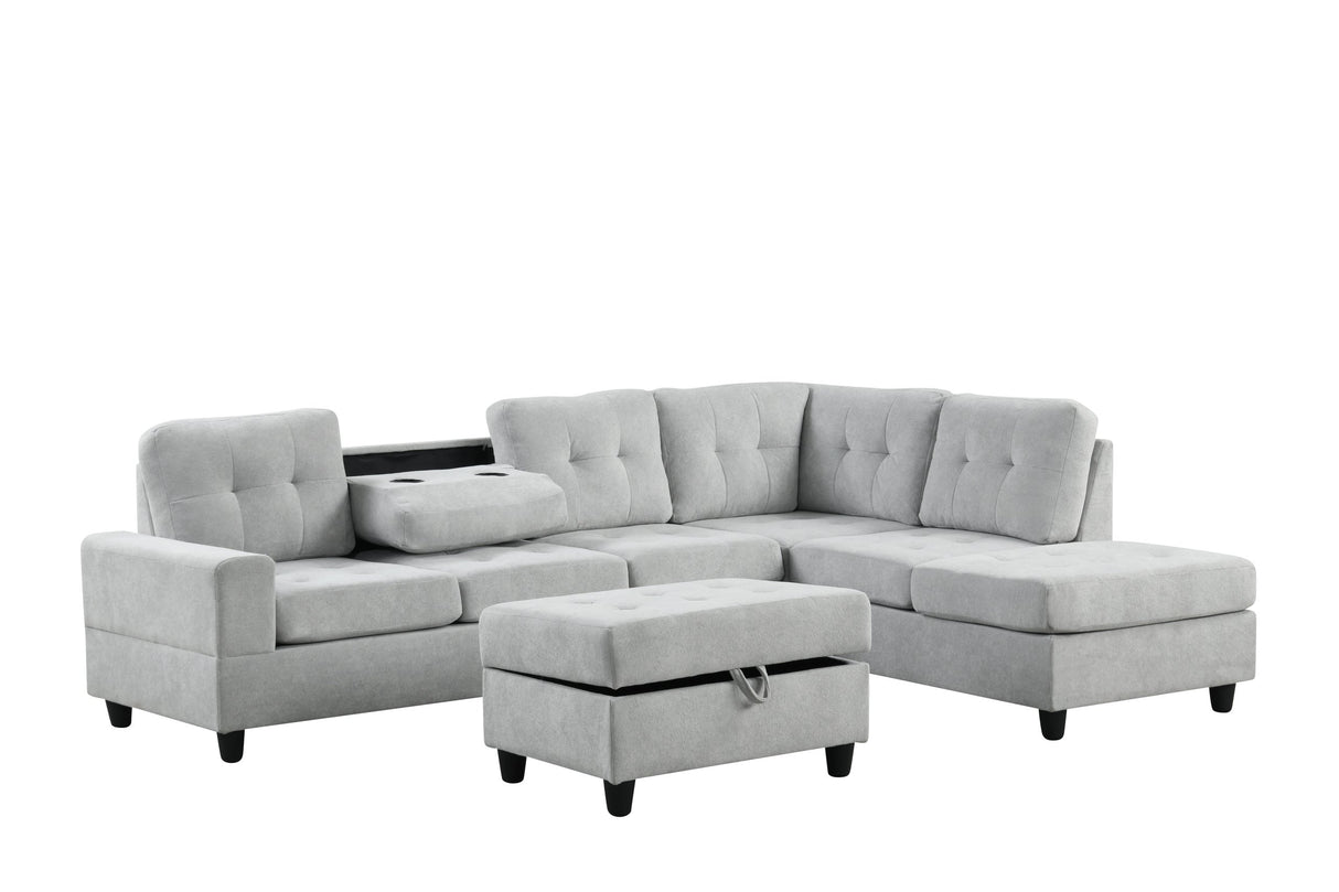 Sion Gray Reversible Sectional with Storage Ottoman from Happy Homes - Luna Furniture