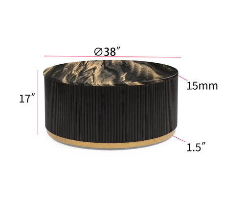 Kara Gold/Black Coffee Table with Casters from Crown Mark - Luna Furniture