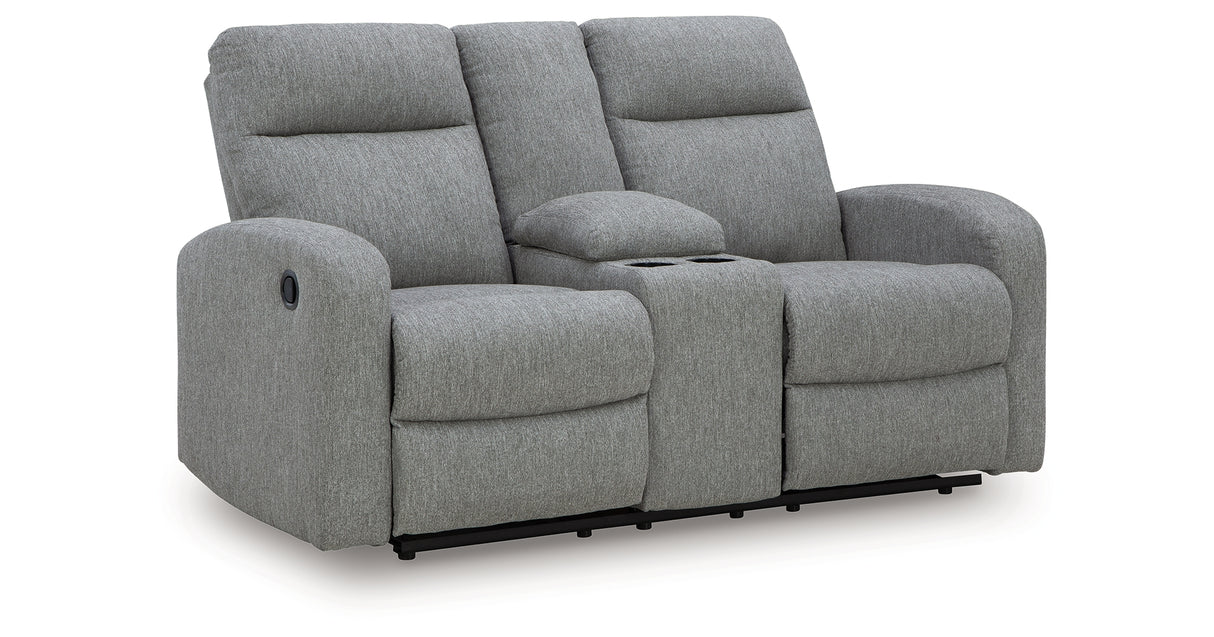 Gauntlet Sterling Reclining Loveseat with Console from Ashley Furniture - Luna Furniture