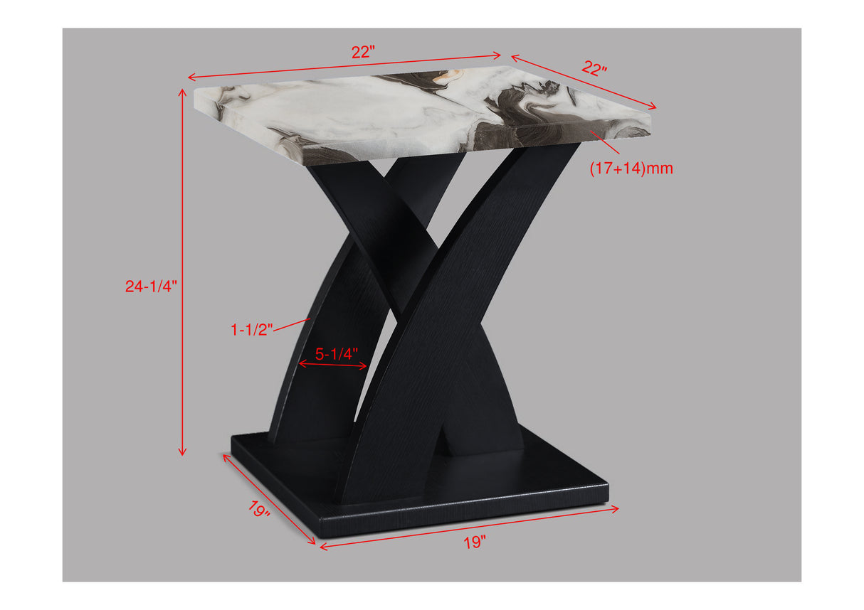 Zion Black 3-Piece Faux Marble Occasional Table Set