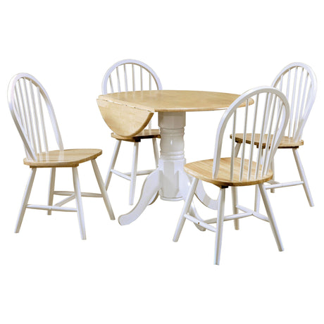 Allison Natural Brown and White 5-Piece Drop Leaf Dining Set from Coaster - Luna Furniture