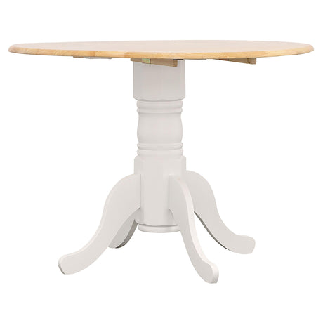 Allison Natural Brown and White Drop Leaf Round Dining Table from Coaster - Luna Furniture