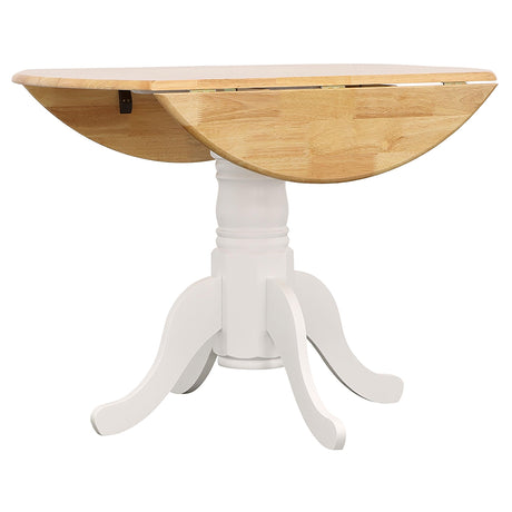 Allison Natural Brown and White Drop Leaf Round Dining Table from Coaster - Luna Furniture