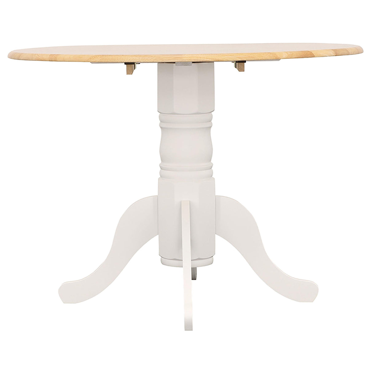 Allison Natural Brown and White Drop Leaf Round Dining Table from Coaster - Luna Furniture