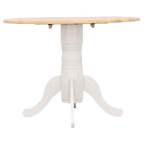 Allison Natural Brown and White Drop Leaf Round Dining Table from Coaster - Luna Furniture