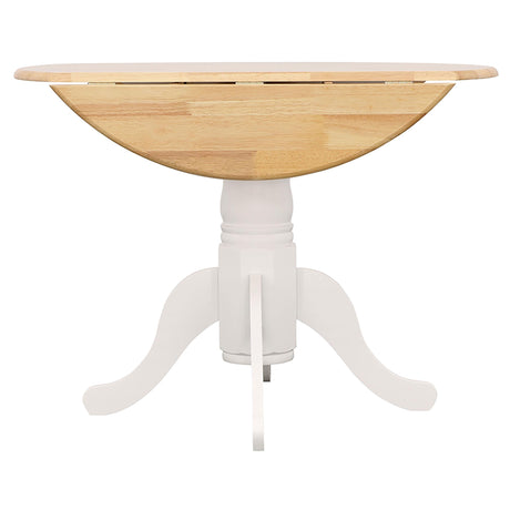 Allison Natural Brown and White Drop Leaf Round Dining Table from Coaster - Luna Furniture