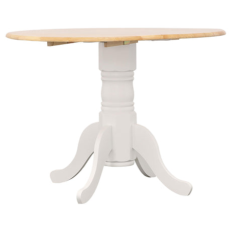 Allison Natural Brown and White Drop Leaf Round Dining Table from Coaster - Luna Furniture