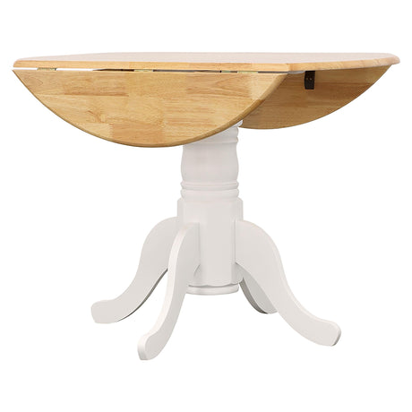 Allison Natural Brown and White Drop Leaf Round Dining Table from Coaster - Luna Furniture