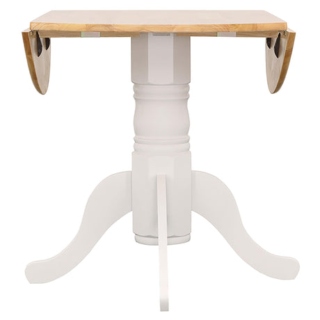 Allison Natural Brown and White Drop Leaf Round Dining Table from Coaster - Luna Furniture