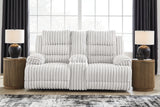 Rhines Falls Alloy Power Reclining Loveseat with Console from Ashley Furniture - Luna Furniture