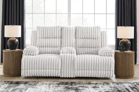 Rhines Falls Alloy Power Reclining Loveseat with Console from Ashley Furniture - Luna Furniture