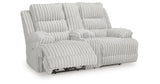 Rhines Falls Alloy Power Reclining Loveseat with Console from Ashley Furniture - Luna Furniture