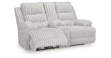 Rhines Falls Alloy Power Reclining Loveseat with Console from Ashley Furniture - Luna Furniture