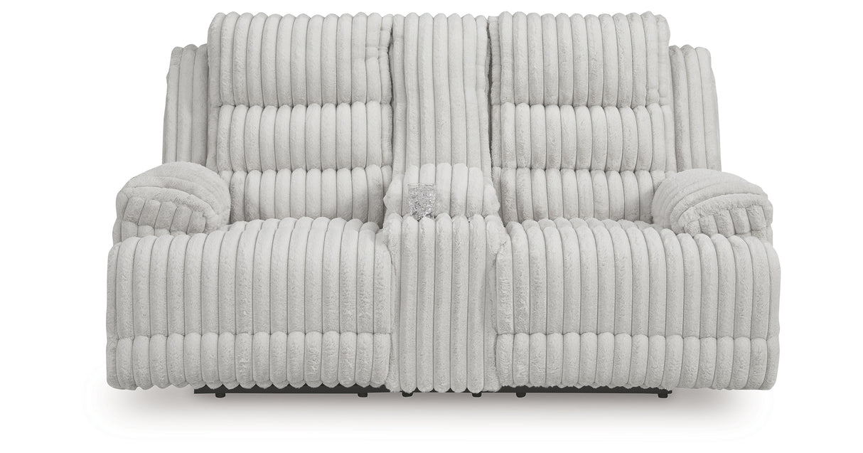 Rhines Falls Alloy Power Reclining Loveseat with Console from Ashley Furniture - Luna Furniture