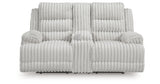 Rhines Falls Alloy Power Reclining Loveseat with Console from Ashley Furniture - Luna Furniture