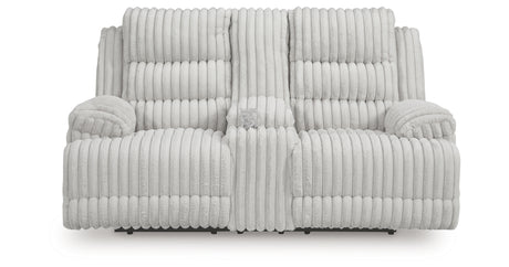 Rhines Falls Alloy Power Reclining Loveseat with Console from Ashley Furniture - Luna Furniture