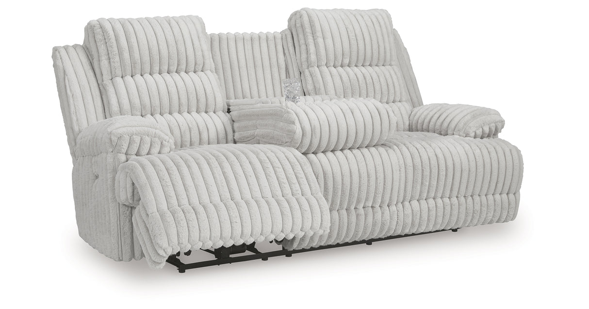 Rhines Falls Alloy Power Reclining Sofa with Drop Down Table from Ashley Furniture - Luna Furniture