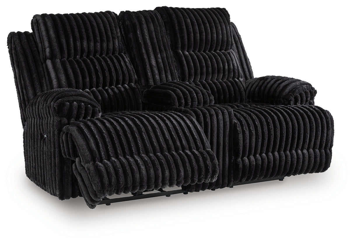Rhine Falls Onyx Reclining Loveseat with Console from Ashley Furniture - Luna Furniture