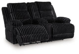Rhine Falls Onyx Reclining Loveseat with Console from Ashley Furniture - Luna Furniture