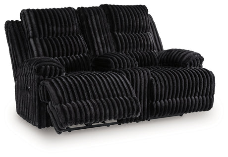 Rhine Falls Onyx Reclining Loveseat with Console from Ashley Furniture - Luna Furniture