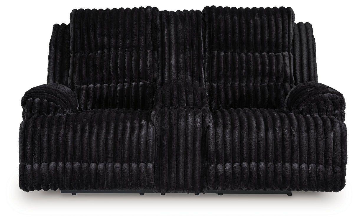 Rhine Falls Onyx Reclining Loveseat with Console from Ashley Furniture - Luna Furniture
