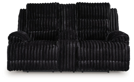 Rhine Falls Onyx Reclining Loveseat with Console from Ashley Furniture - Luna Furniture