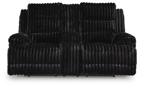 Rhine Falls Onyx Reclining Loveseat with Console from Ashley Furniture - Luna Furniture